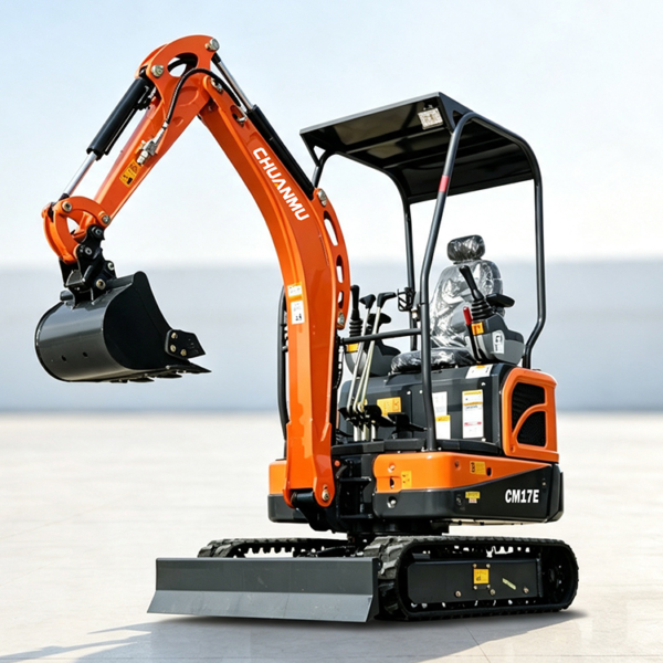 03-chuanmu-cm17e-mini-excavator-front-loader-arm Small 3-10 ton mini excavators for gardens and landscaping