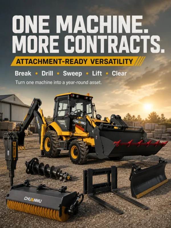 06-chuanmu-3cx-backhoe-loader-attachments-versatility 3CX Chuanmu brand new backhoe loade