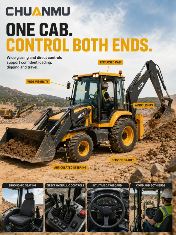 06-chuanmu-4cx-backhoe-loader-cab-comfort-controls 4CXChuanmu brand new backhoe loader