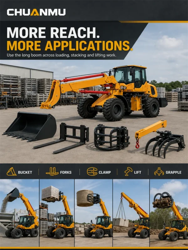 06-chuanmu-t2500-9m-telescopic-loader-attachments-versatility T2500-9M-Chuanmu-telescopic-loader-webp